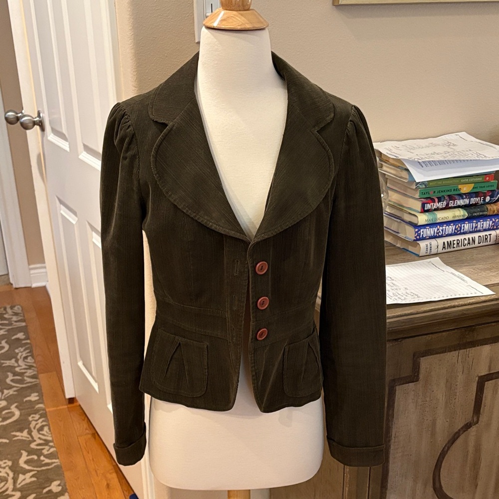Halogen Women's Corduroy Blazer - Olive Green
